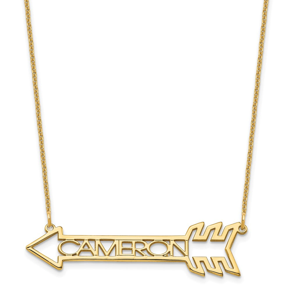 14K Yellow Gold Arrow With Name Necklace