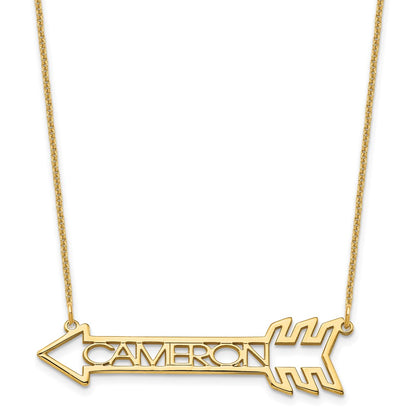 14K Yellow Gold Arrow With Name Necklace