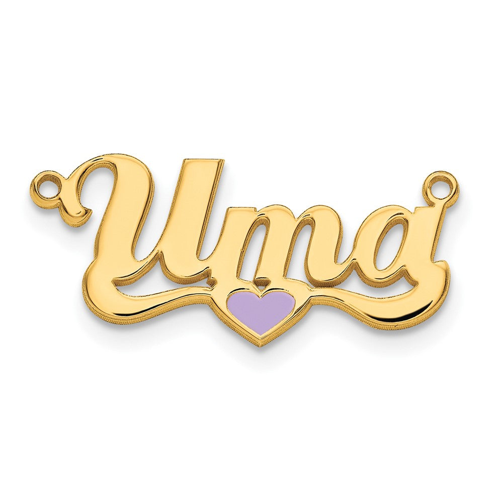 14K Yellow Gold Epoxy Heart Name Plate