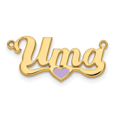 14K Yellow Gold Epoxy Heart Name Plate
