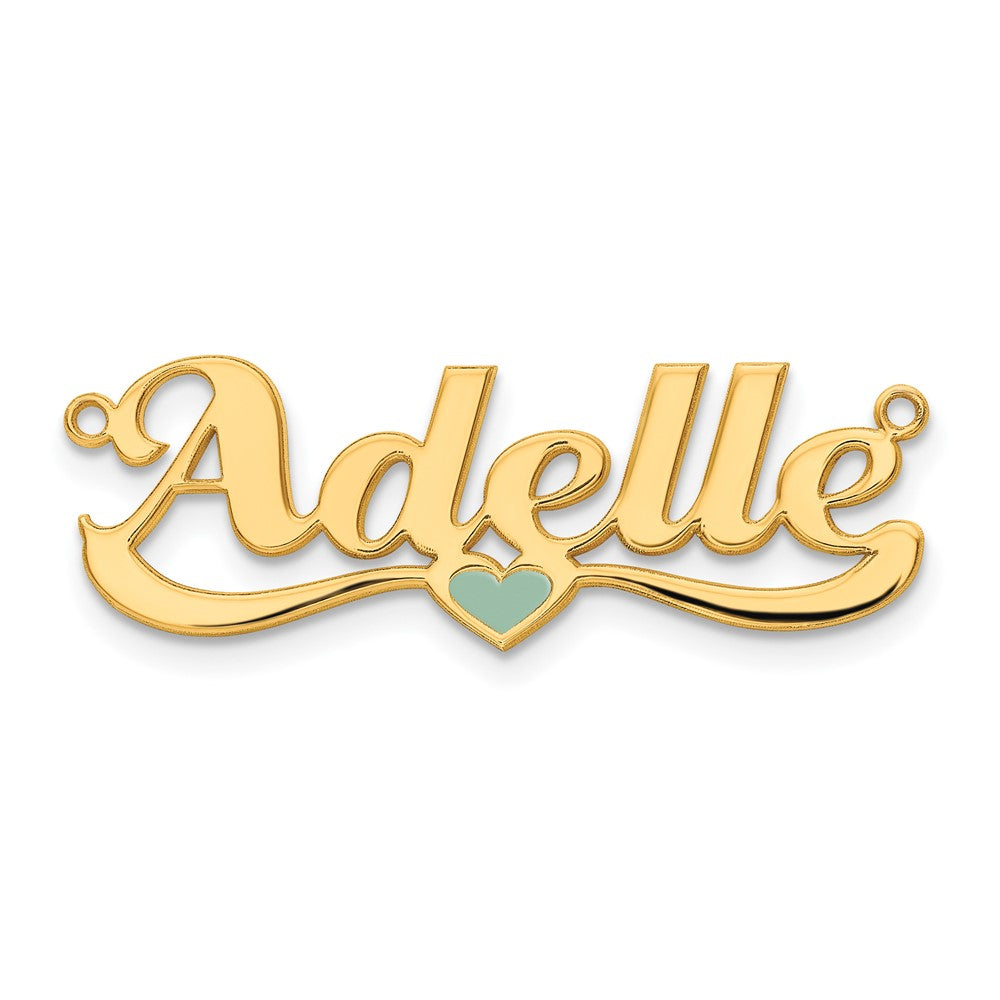 14K Yellow Gold Epoxy Heart Name Plate