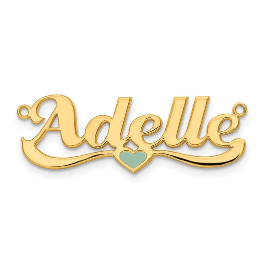 14K Yellow Gold Epoxy Heart Name Plate