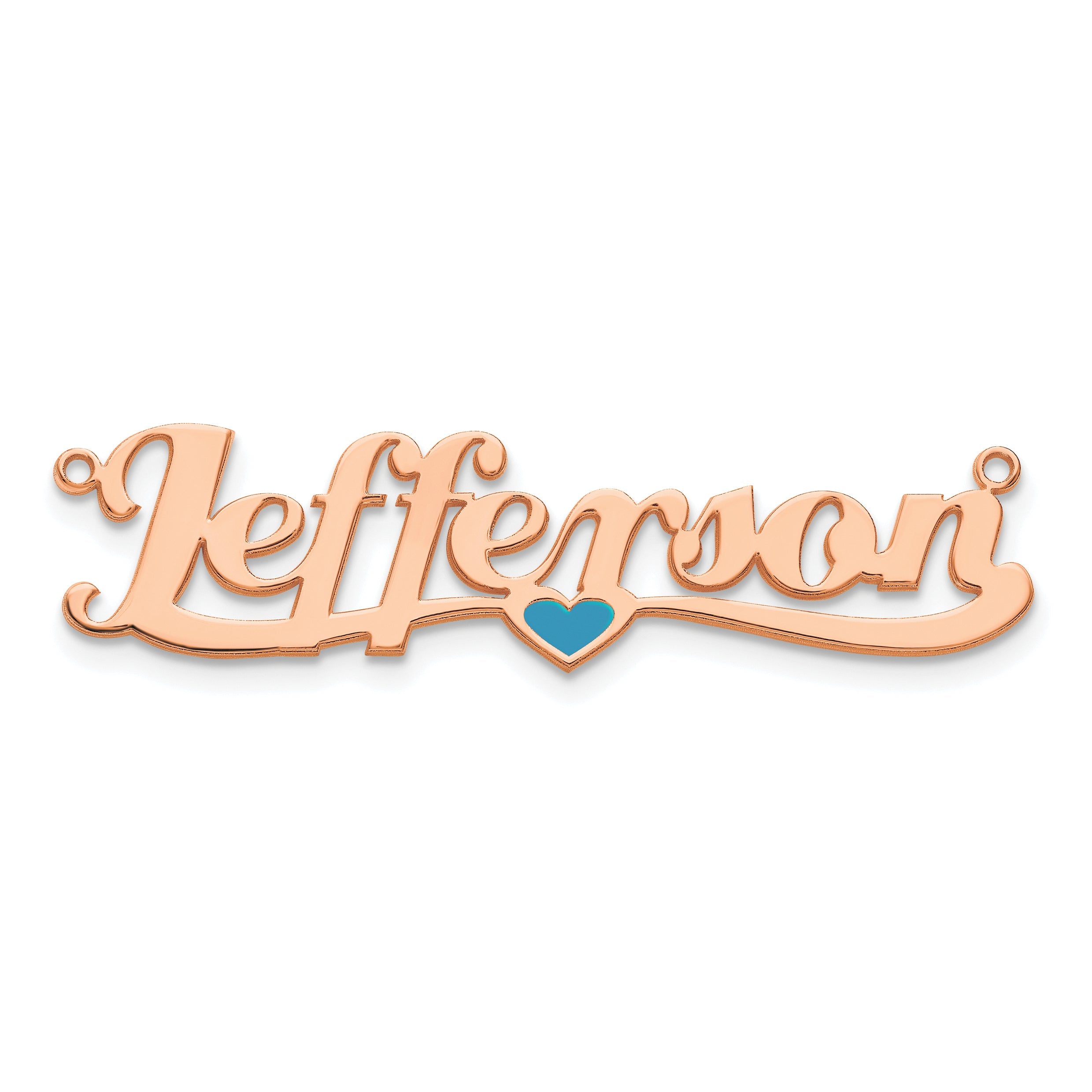 Gold Plated Sterling Silver/Rose Epoxy Heart Name Plate