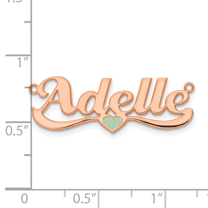 Gold Plated Sterling Silver/Rose Epoxy Heart Name Plate