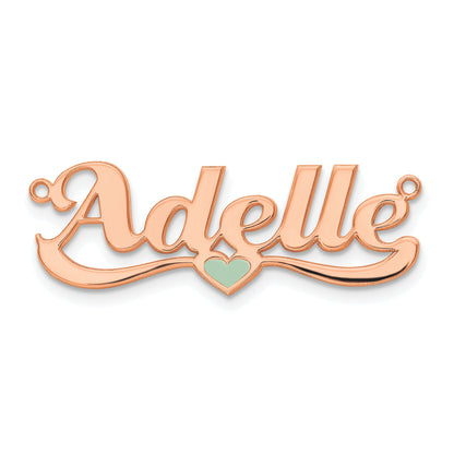 Gold Plated Sterling Silver/Rose Epoxy Heart Name Plate