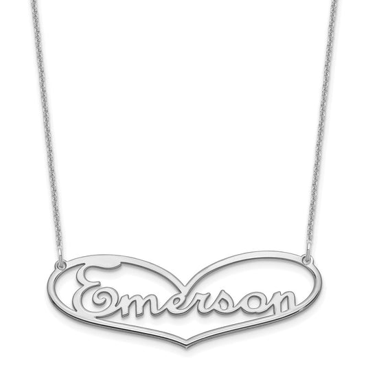 14K White Gold Heart And Name Necklace
