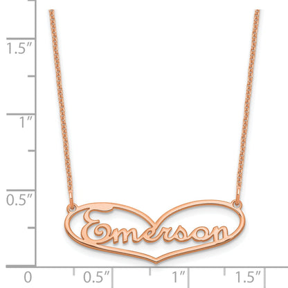 14K Rose Gold Small Heart And Name Necklace