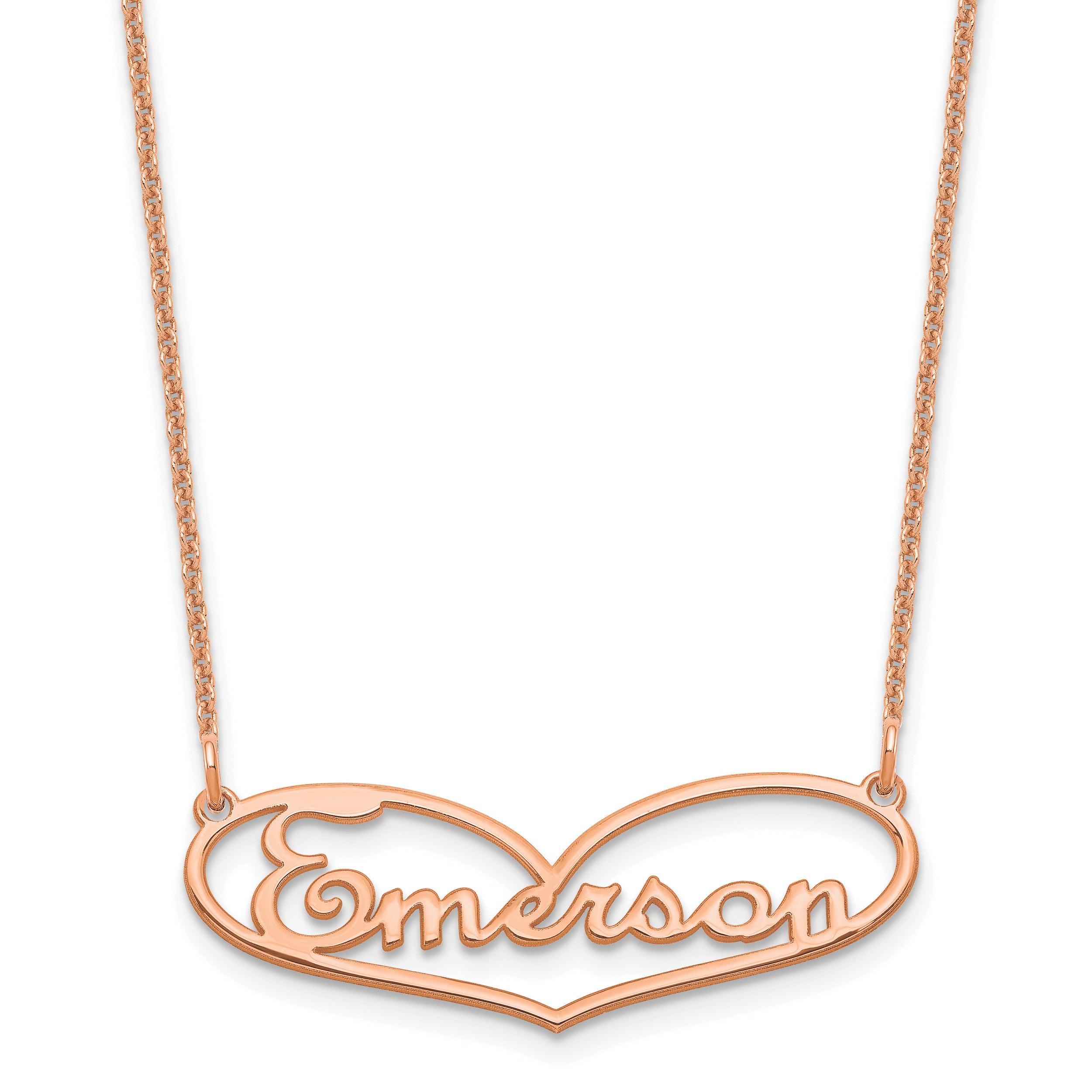 14K Rose Gold Small Heart And Name Necklace