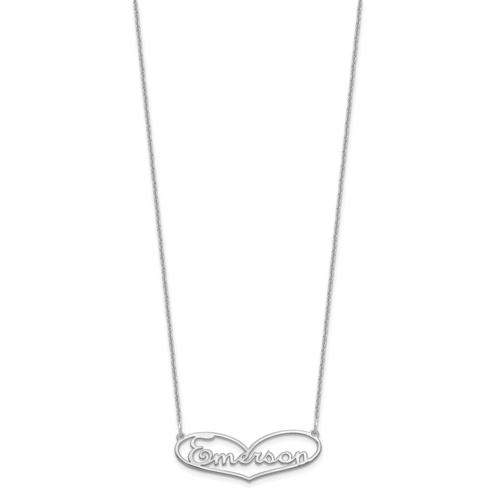 14K White Gold Small Heart And Name Necklace