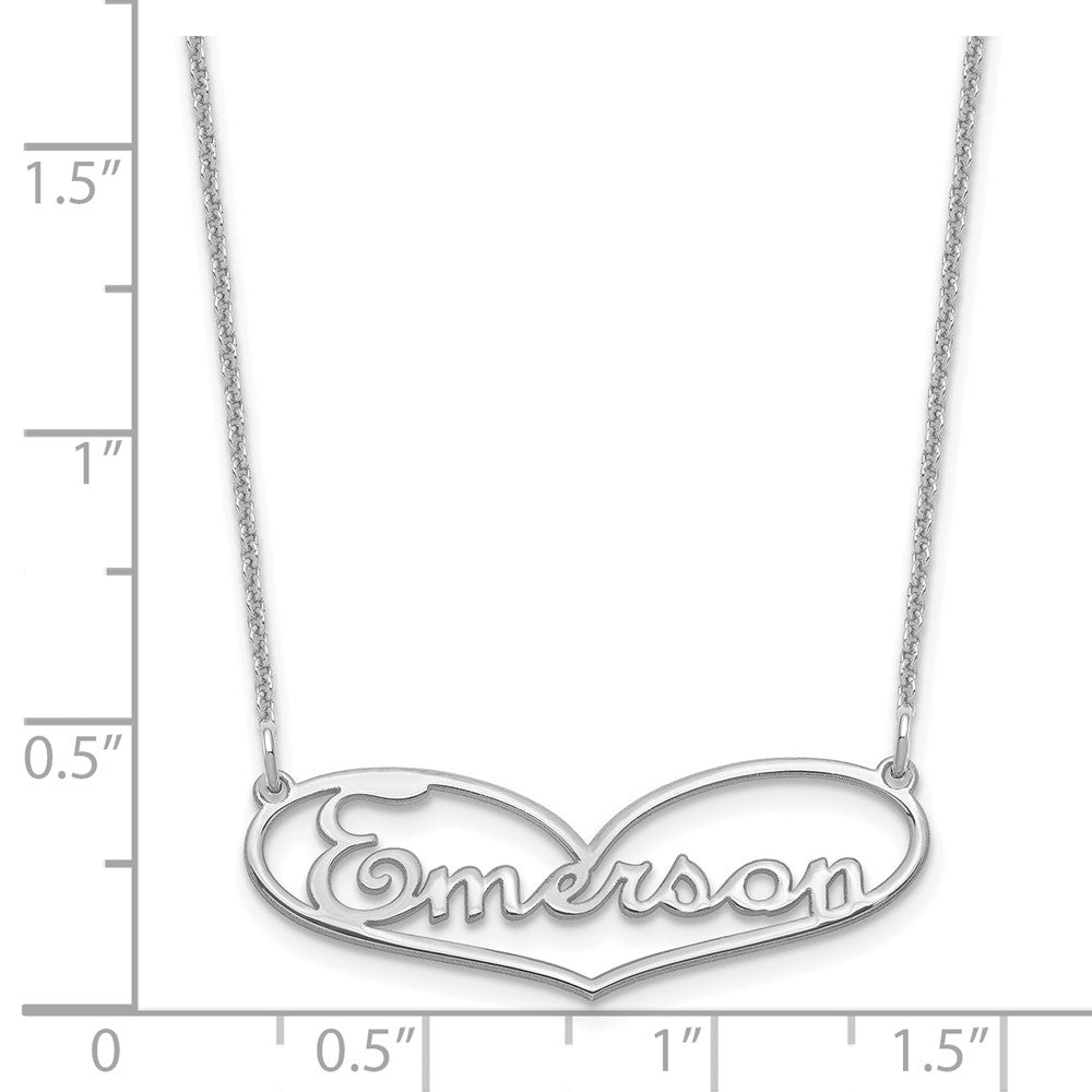 14K White Gold Small Heart And Name Necklace