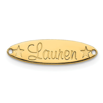 14K Yellow Gold Small Oval With Stars Name Plate