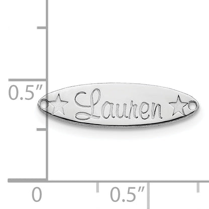 14K White Gold Small Oval With Stars Name Plate