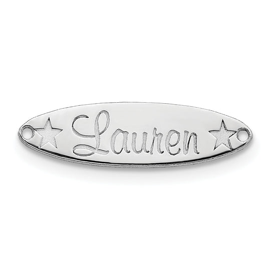 14K White Gold Small Oval With Stars Name Plate