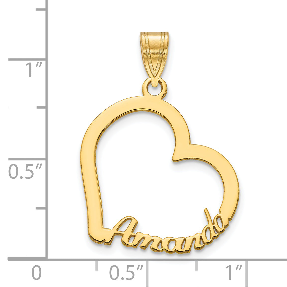 14K Yellow Gold Heart With Name Pendant