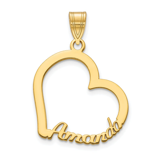 14K Yellow Gold Heart With Name Pendant