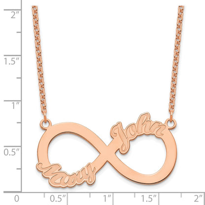 Rose Plated Sterling Silver/Rose 2 Name Infinity Necklace