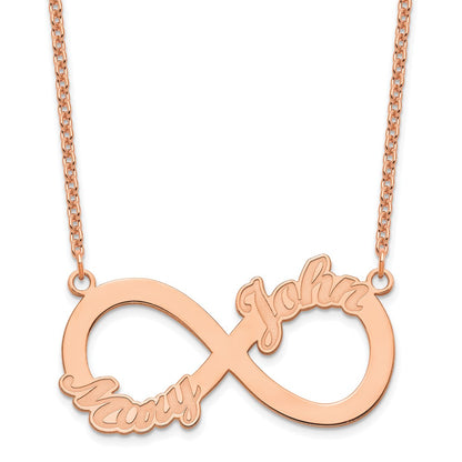 Rose Plated Sterling Silver/Rose 2 Name Infinity Necklace