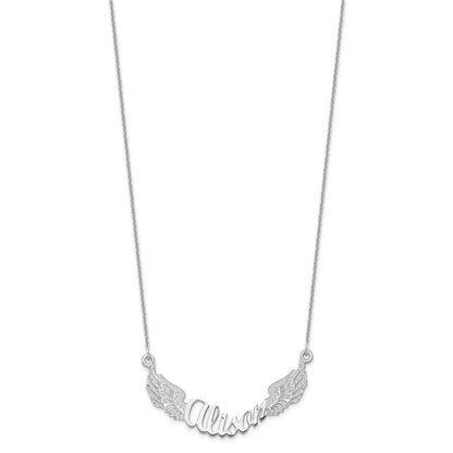 14K White Gold Angel Wings With Name Necklace