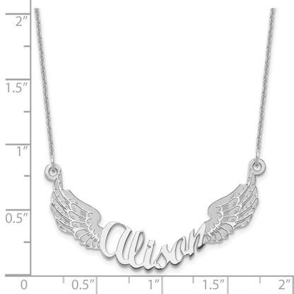 14K White Gold Angel Wings With Name Necklace