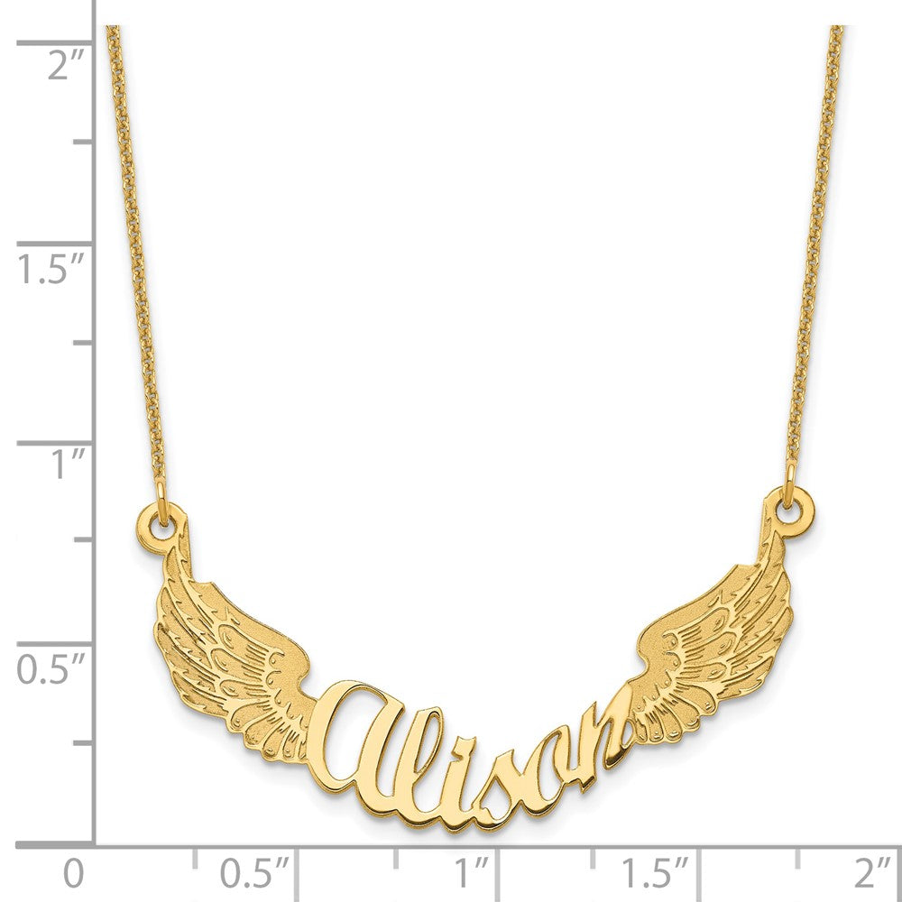 14K Yellow Gold Angel Wings With Name Necklace