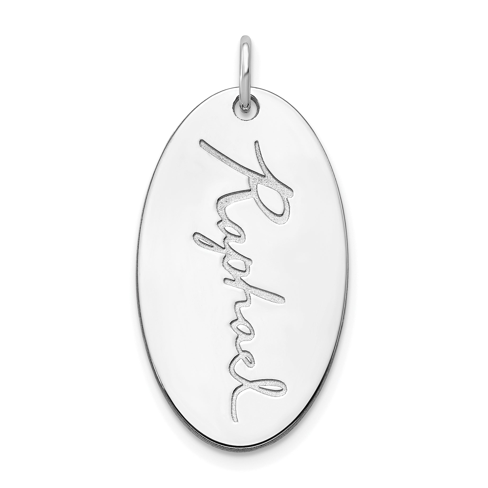 14K White Gold Oval Signature Charm
