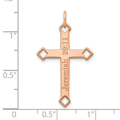 14K Rose Gold Personalized Cross Charm