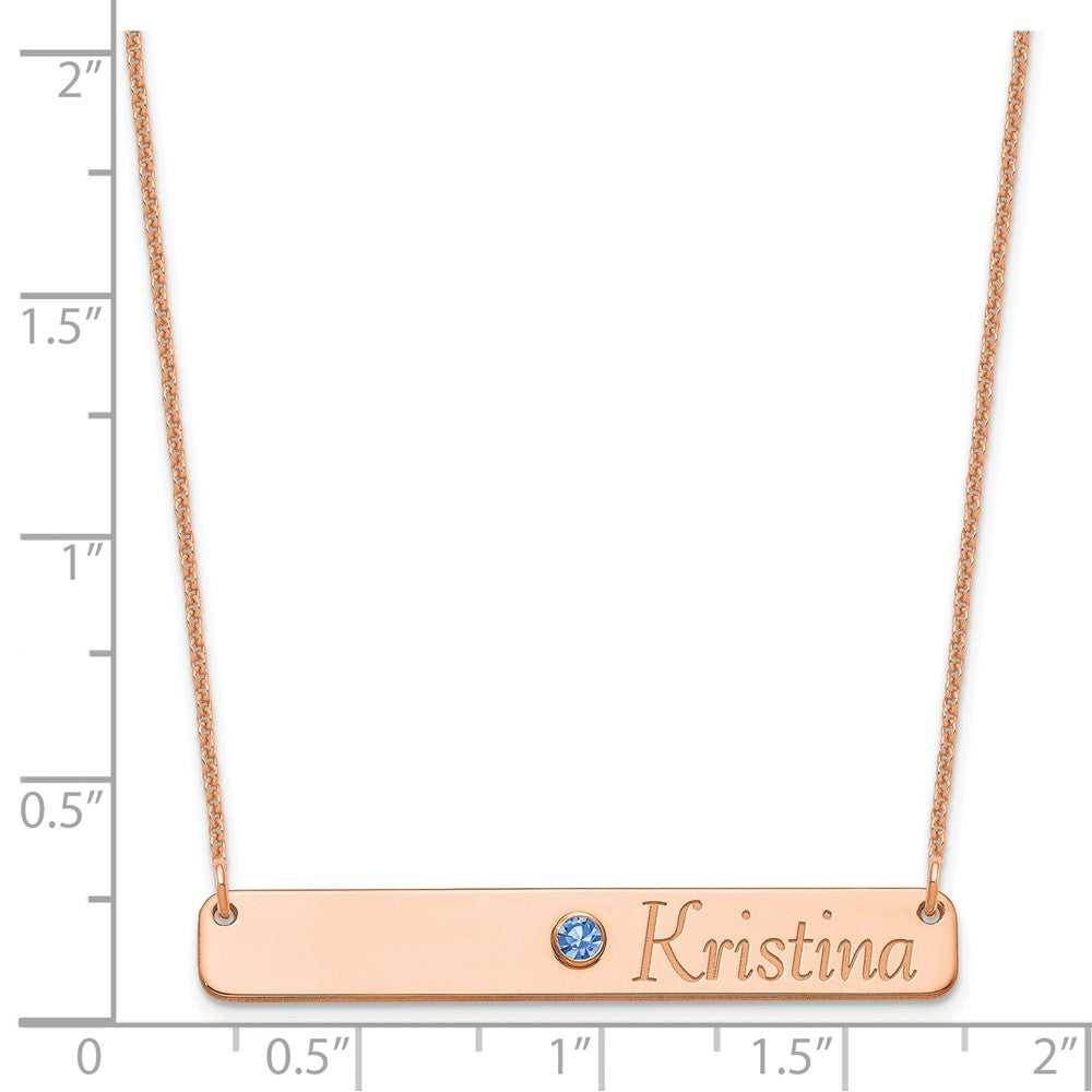 14K Rose Gold Personalized Bar W/ Bezel Birthstone Necklace