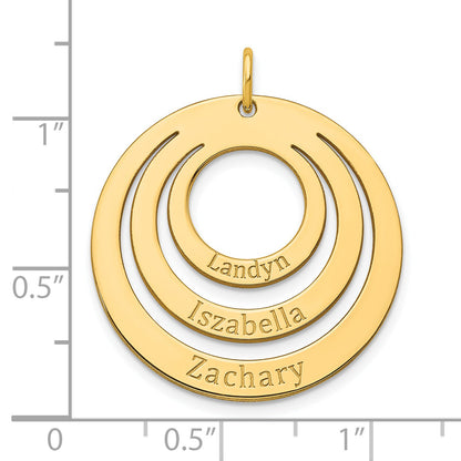 14K Yellow Gold 3 Name Circle Charm