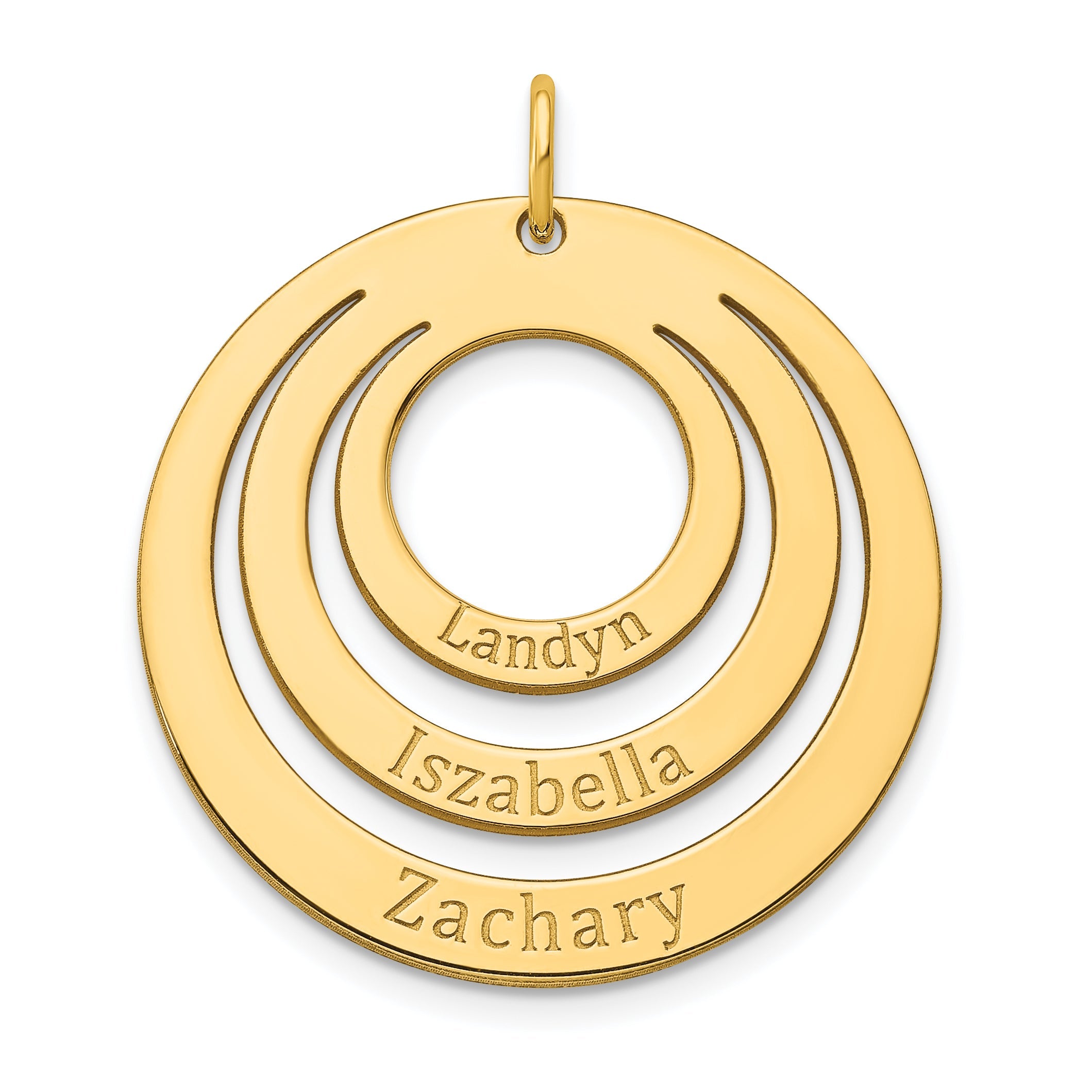 14K Yellow Gold 3 Name Circle Charm
