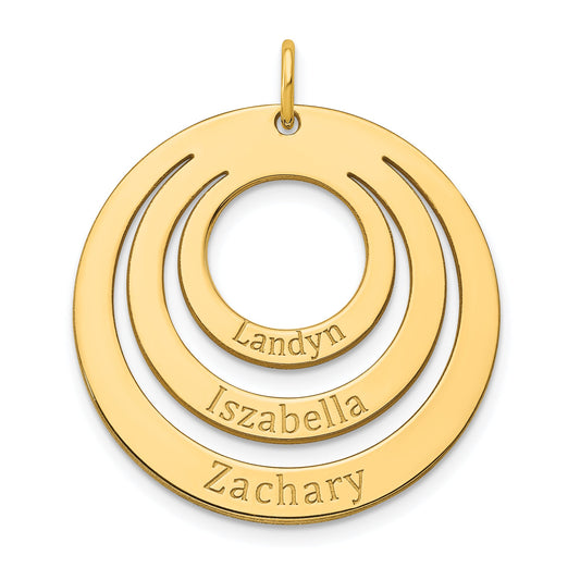14K Yellow Gold 3 Name Circle Charm