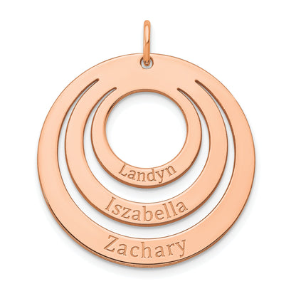 14K Rose Gold 3 Name Circle Charm