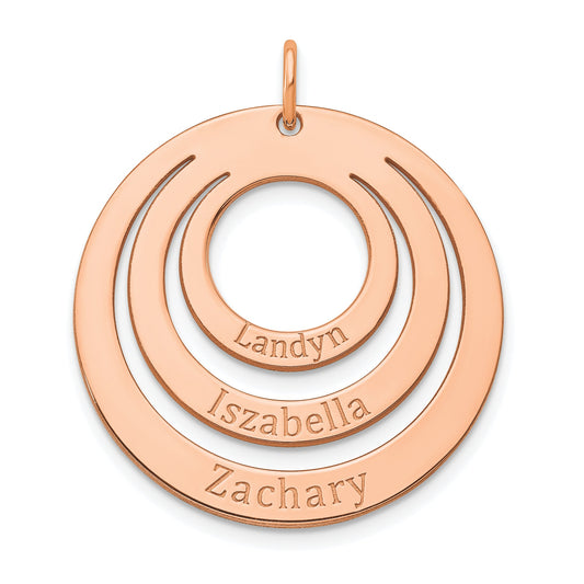 14K Rose Gold 3 Name Circle Charm