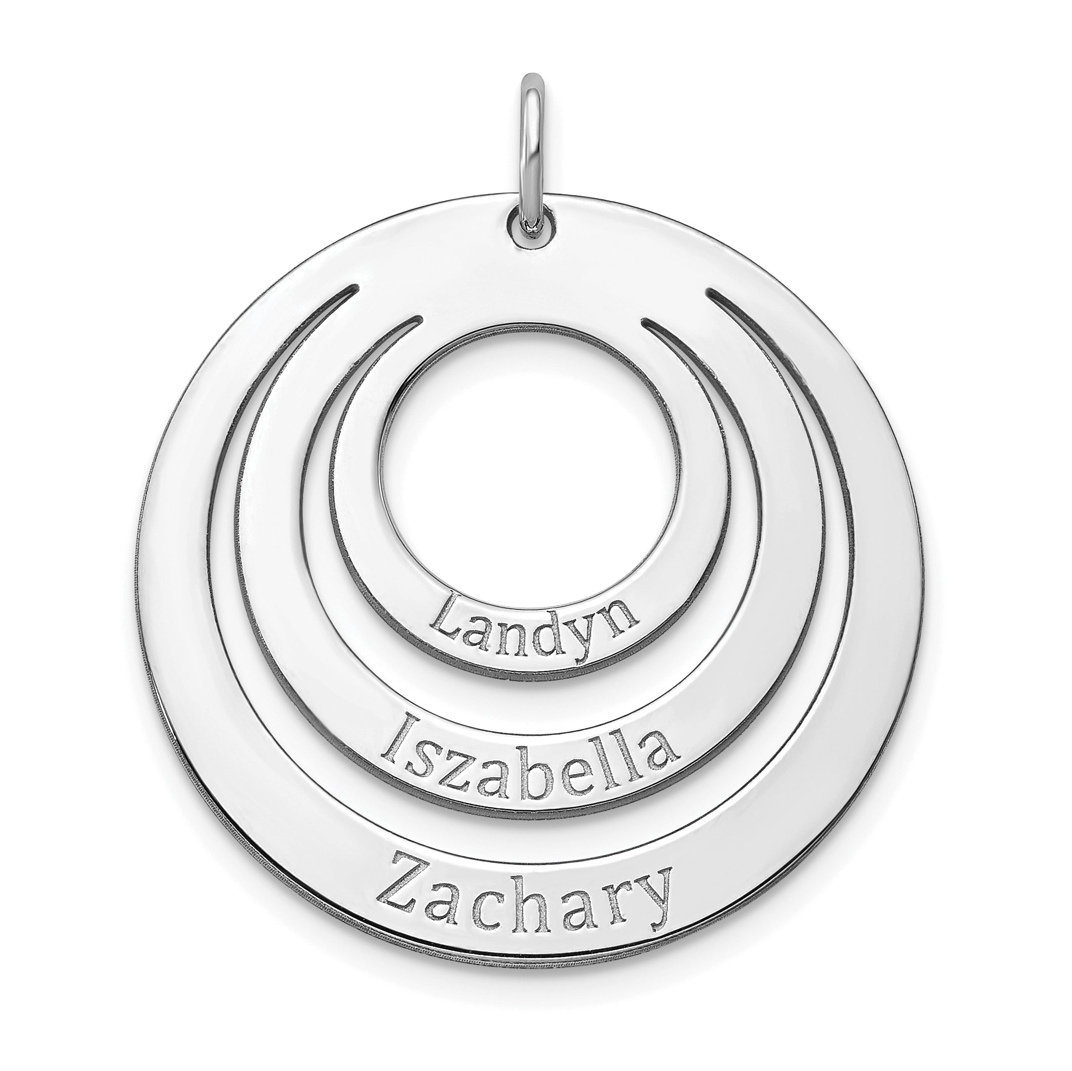 14K White Gold 3 Name Circle Charm