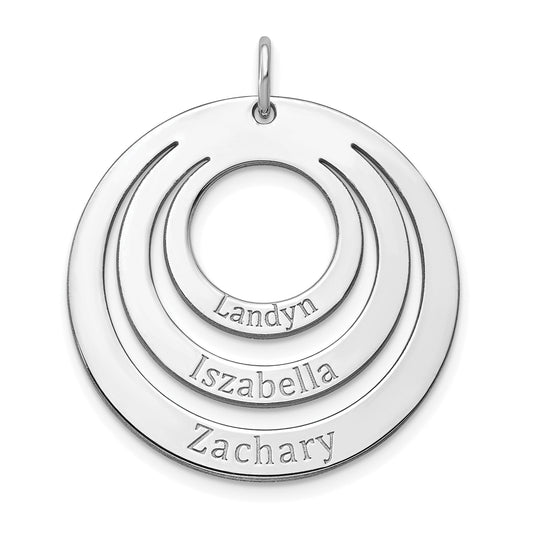14K White Gold 3 Name Circle Charm