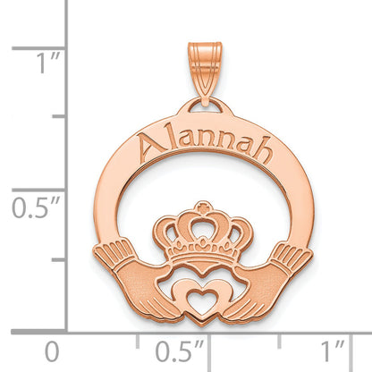 Rose Plated Sterling Silver/Rose Personalized Claddagh Pendant