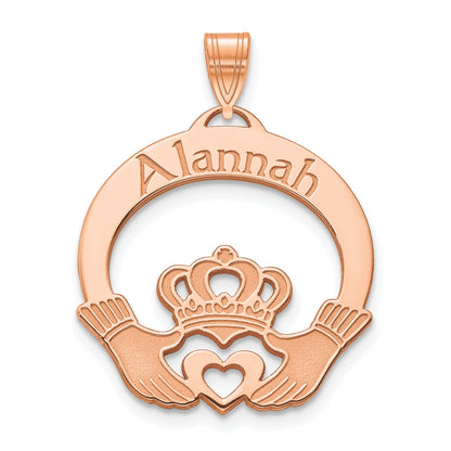 Rose Plated Sterling Silver/Rose Personalized Claddagh Pendant