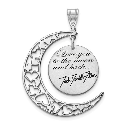 14K White Gold Love You To The Moon Signature Pendant
