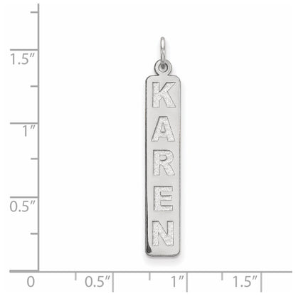 Sterling Silver Rhodium Plated Large Arial Black New Font Bar Charm