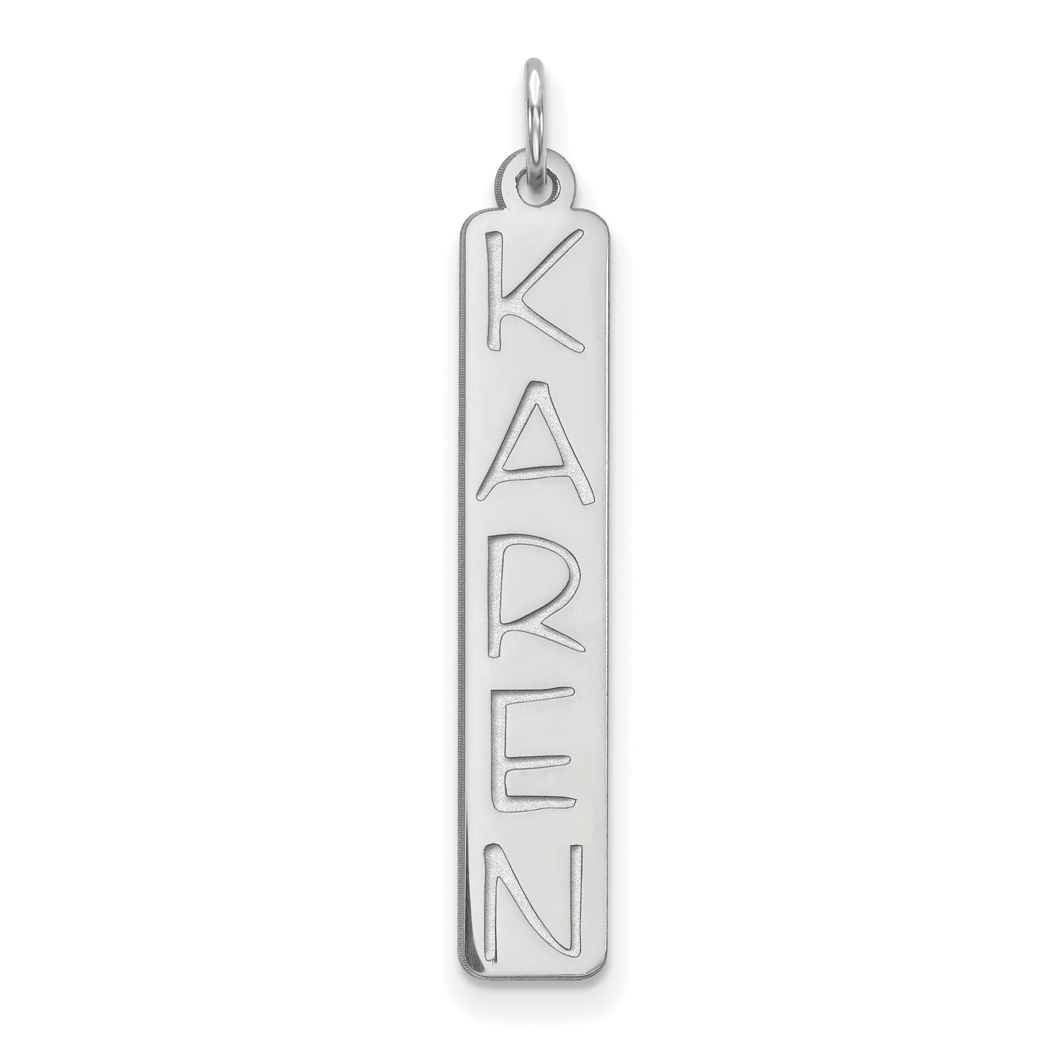 14K White Gold Large Garfield Font Bar Charm