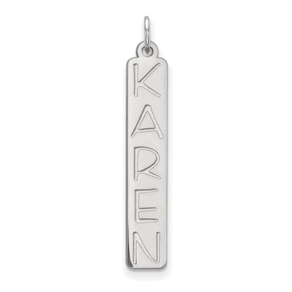 Sterling Silver Silver/Rhodium Plated Large Garfield Font Bar Charm