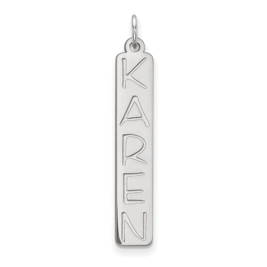 Sterling Silver Silver/Rhodium Plated Large Garfield Font Bar Charm