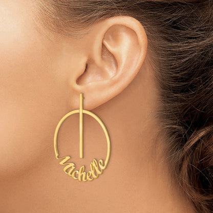 Gold Plated Sterling Silver/Gold Circle Large Name Post Earrings