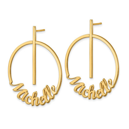 Gold Plated Sterling Silver/Gold Small Circle Name Post Earrings