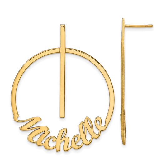 Gold Plated Sterling Silver/Gold Small Circle Name Post Earrings