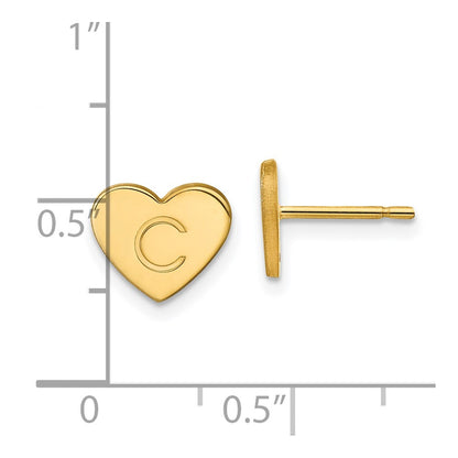 14K Yellow Gold Initial Heart Post Earrings