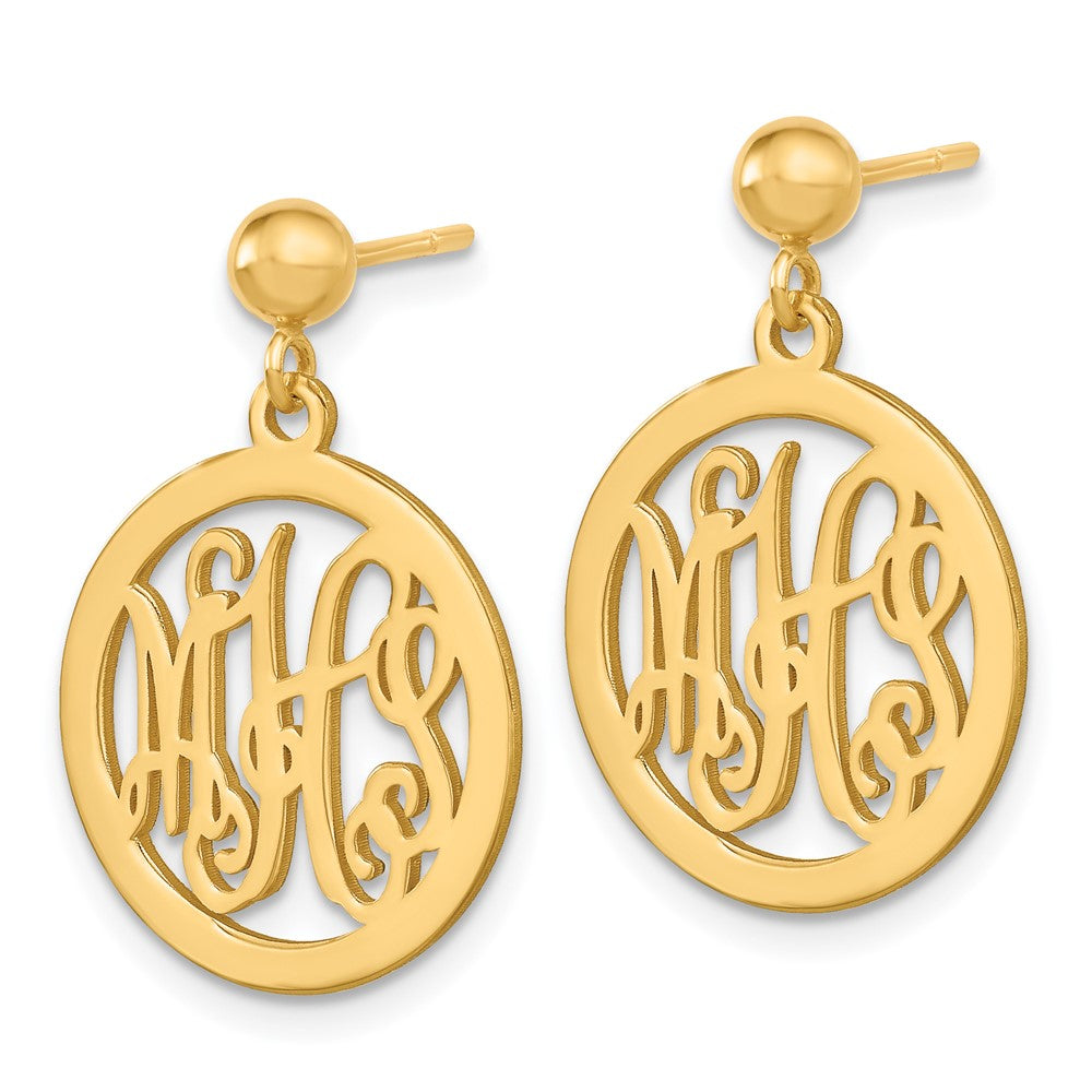 14K Yellow Gold Monogram Dangle Earrings