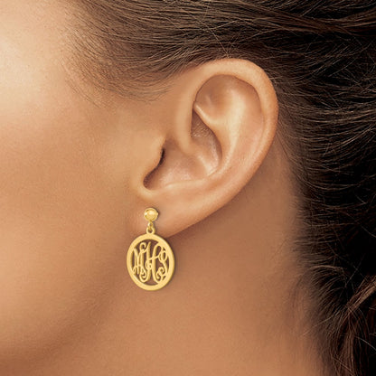 14K Yellow Gold Monogram Dangle Earrings