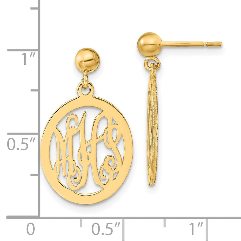 14K Yellow Gold Monogram Dangle Earrings