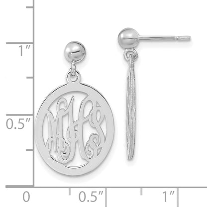 Sterling Silver Silver/Rhodium Plated Monogram Dangle Earrings