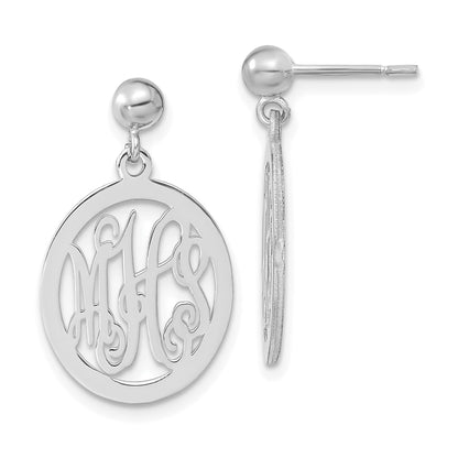14K White Gold Monogram Dangle Earrings